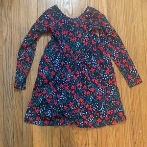 Hanna Andersson Floral Long Sleeve Dress - Red and Blue